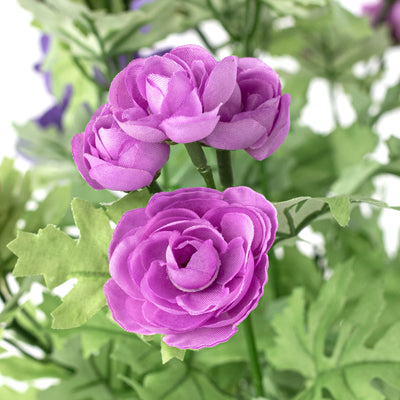 16" Mini Ranunculus Bush: Purple, Lavender & Fuchsia (9 Stem)