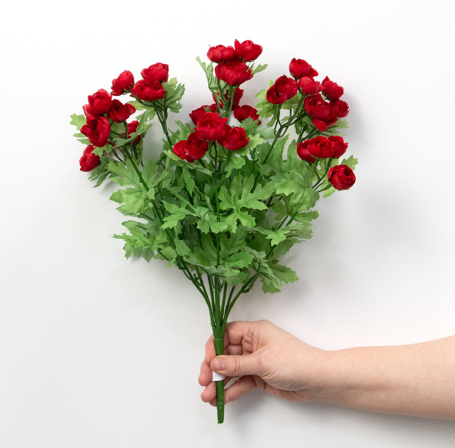 16" Mini Ranunculus Bush: Red (9 Stem)