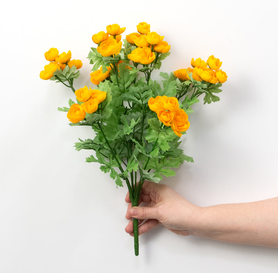 16" Mini Ranunculus Bush: Golden Yellow (9 Stem)