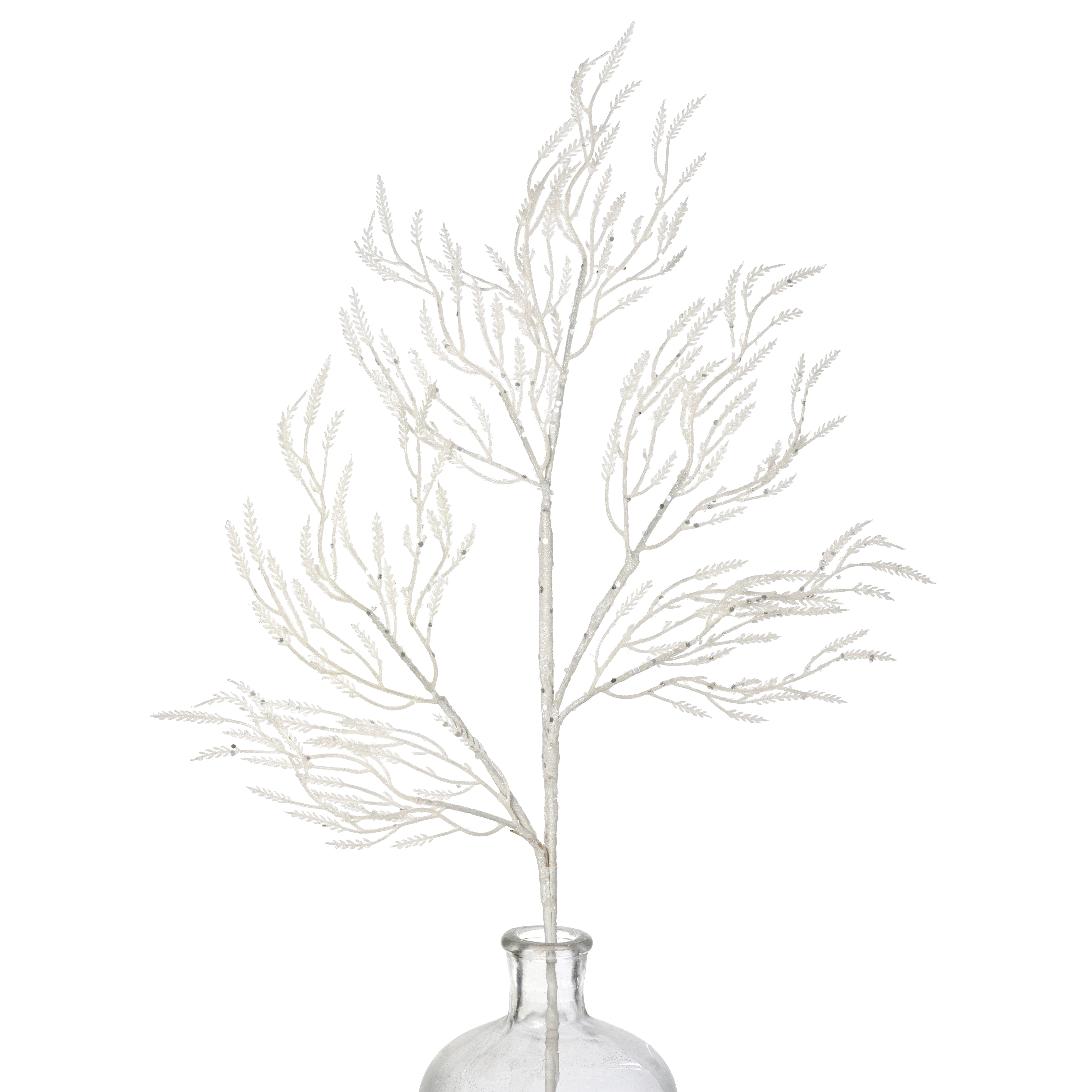 28" Glittered Wild Twigs Spray: White