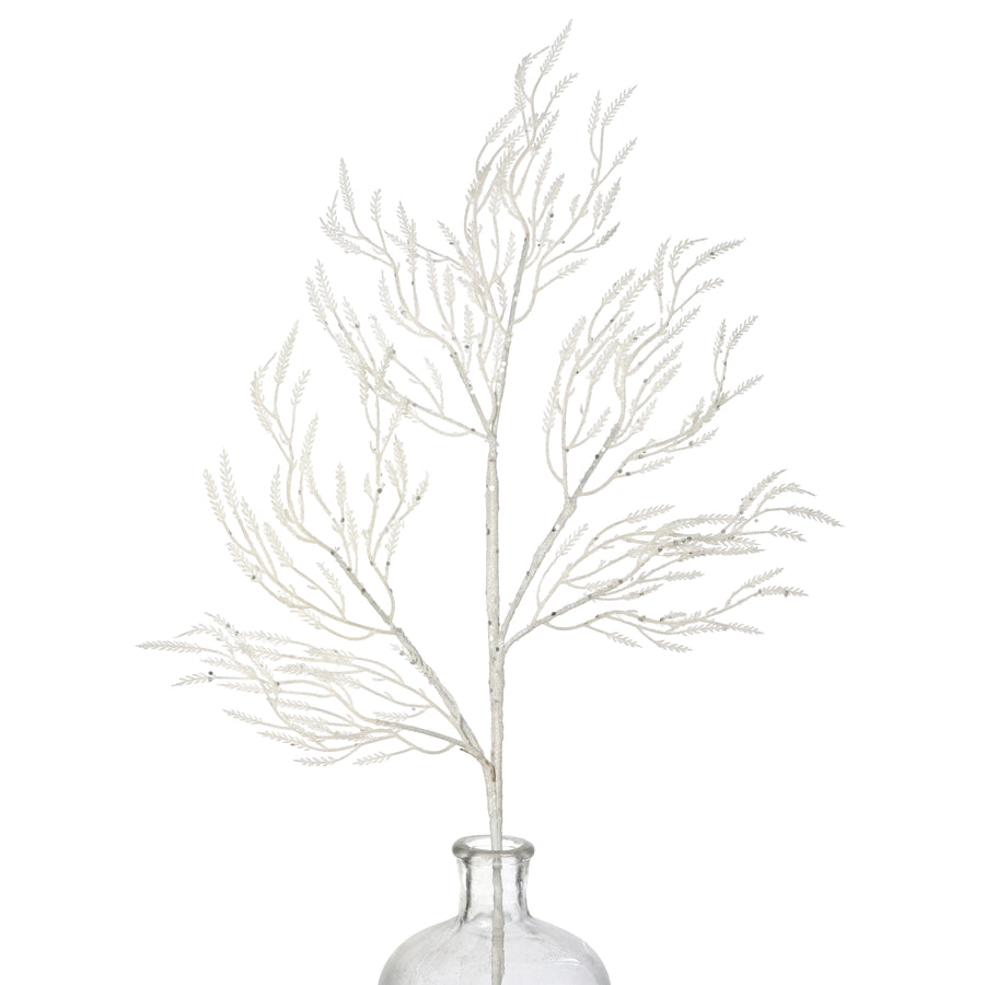 28" Glittered Wild Twigs Spray: White