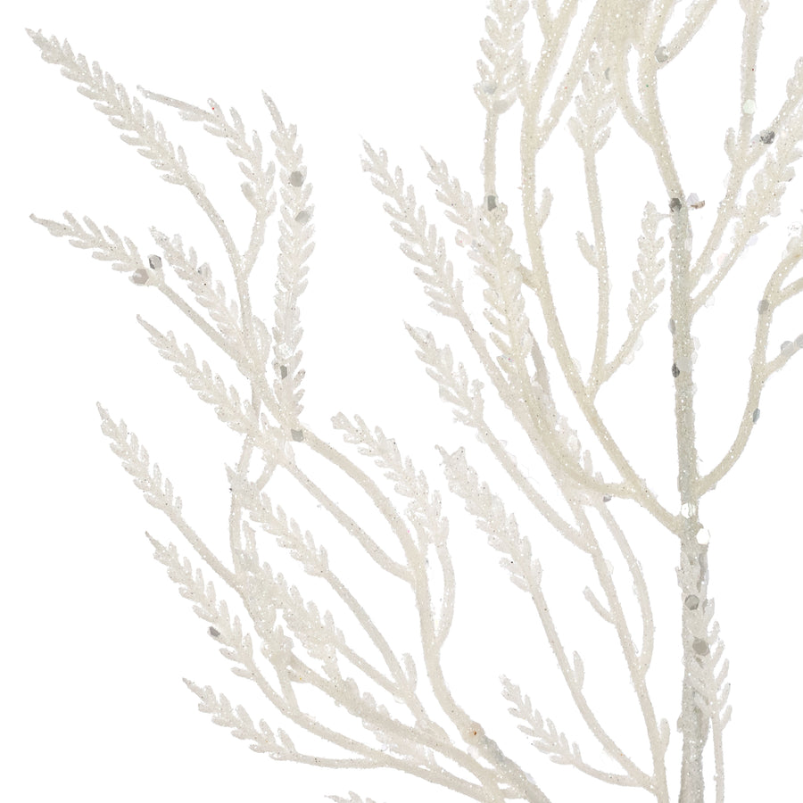 28" Glittered Wild Twigs Spray: White