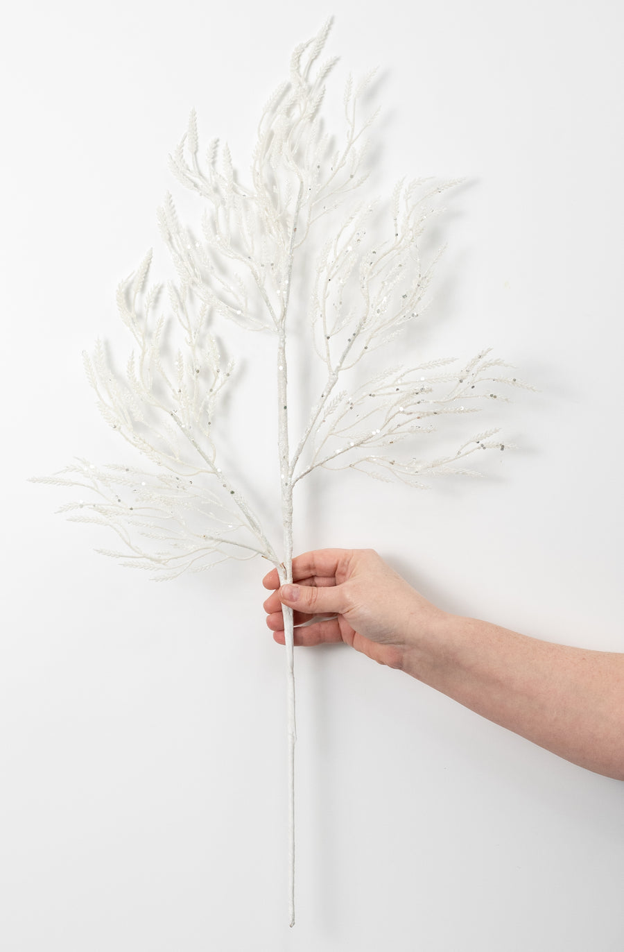28" Glittered Wild Twigs Spray: White