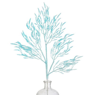 28" Glittered Wild Twigs Spray: Iridescent Light Blue