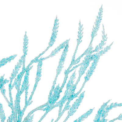 28" Glittered Wild Twigs Spray: Iridescent Light Blue