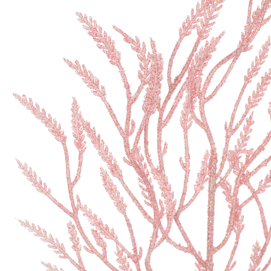 28" Glittered Wild Twigs Spray: Iridescent Coral Pink