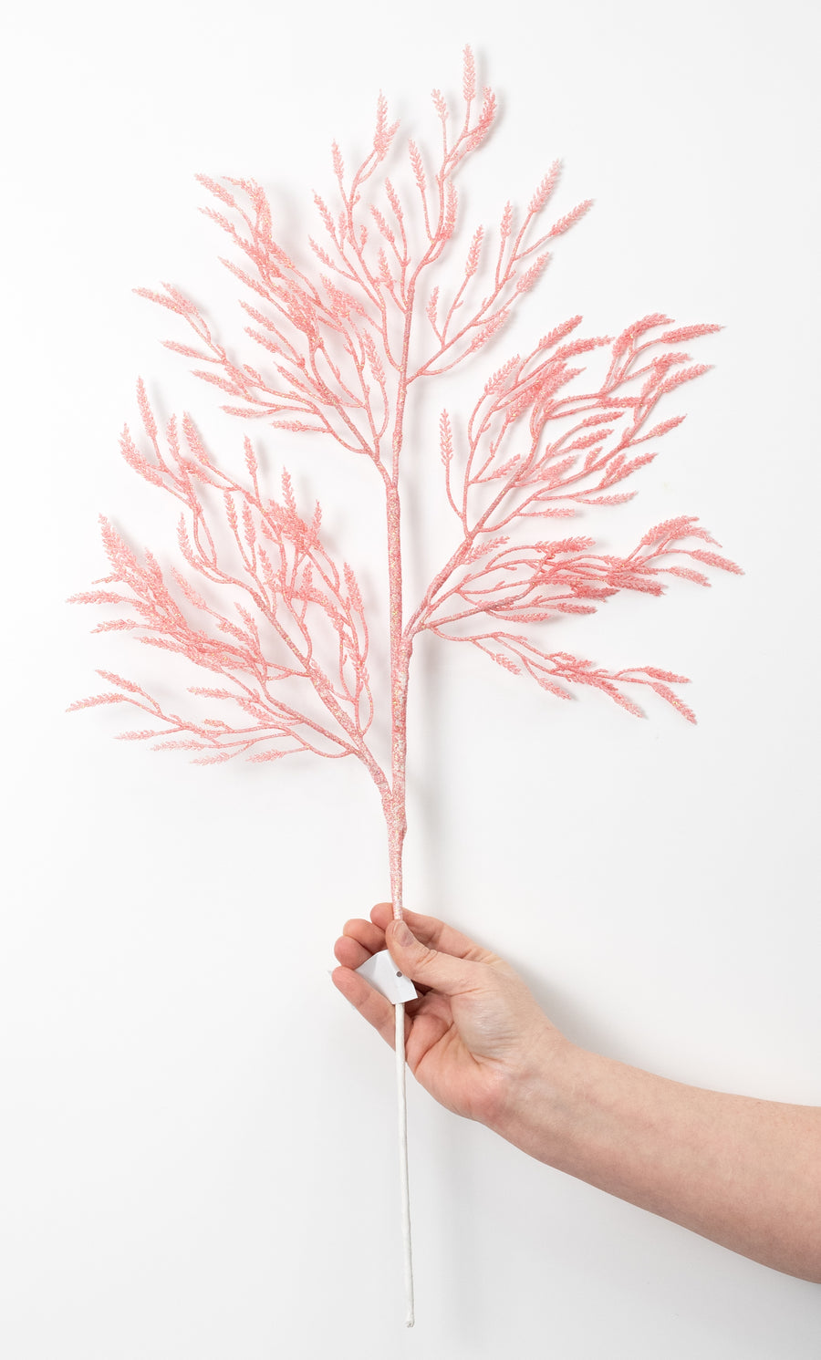 28" Glittered Wild Twigs Spray: Iridescent Coral Pink