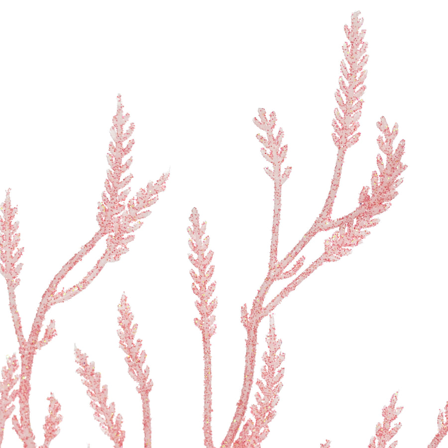 28" Glittered Wild Twigs Spray: Iridescent Coral Pink