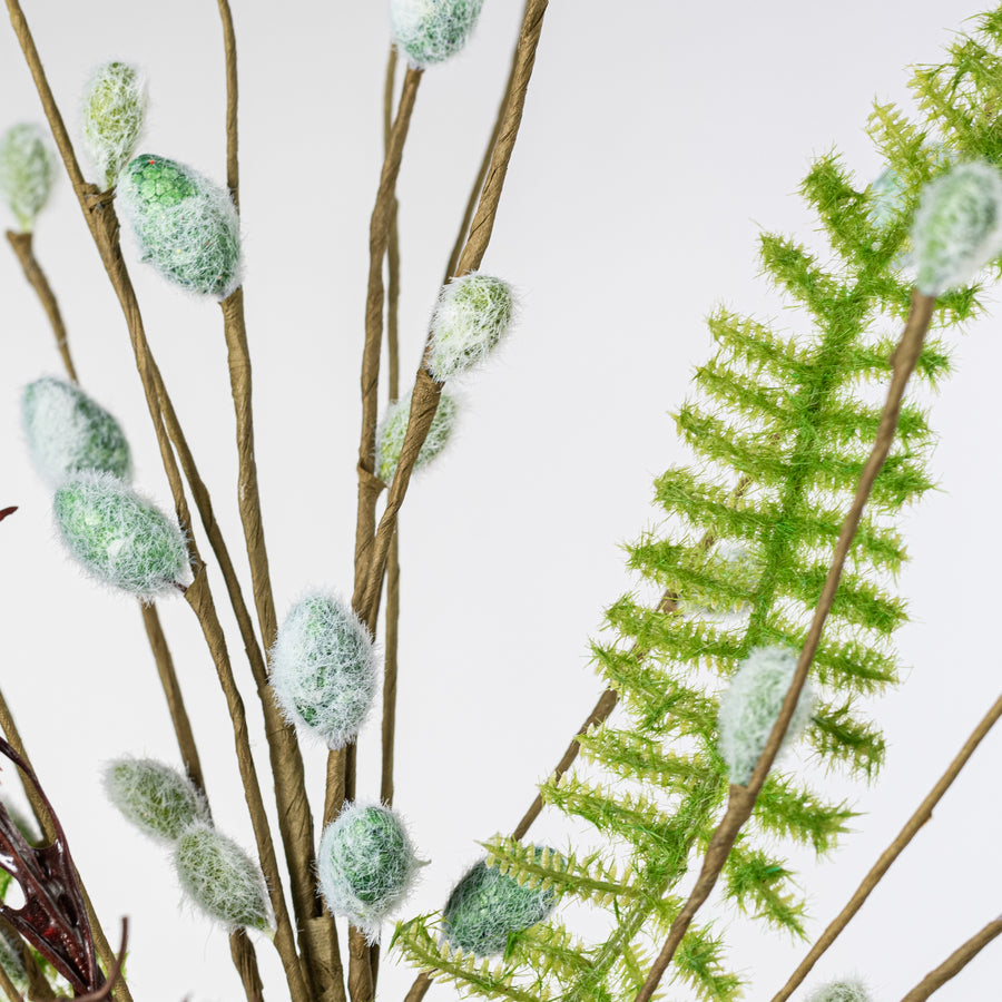 20" Pussy Willow, Fern & Birds Nest Spray