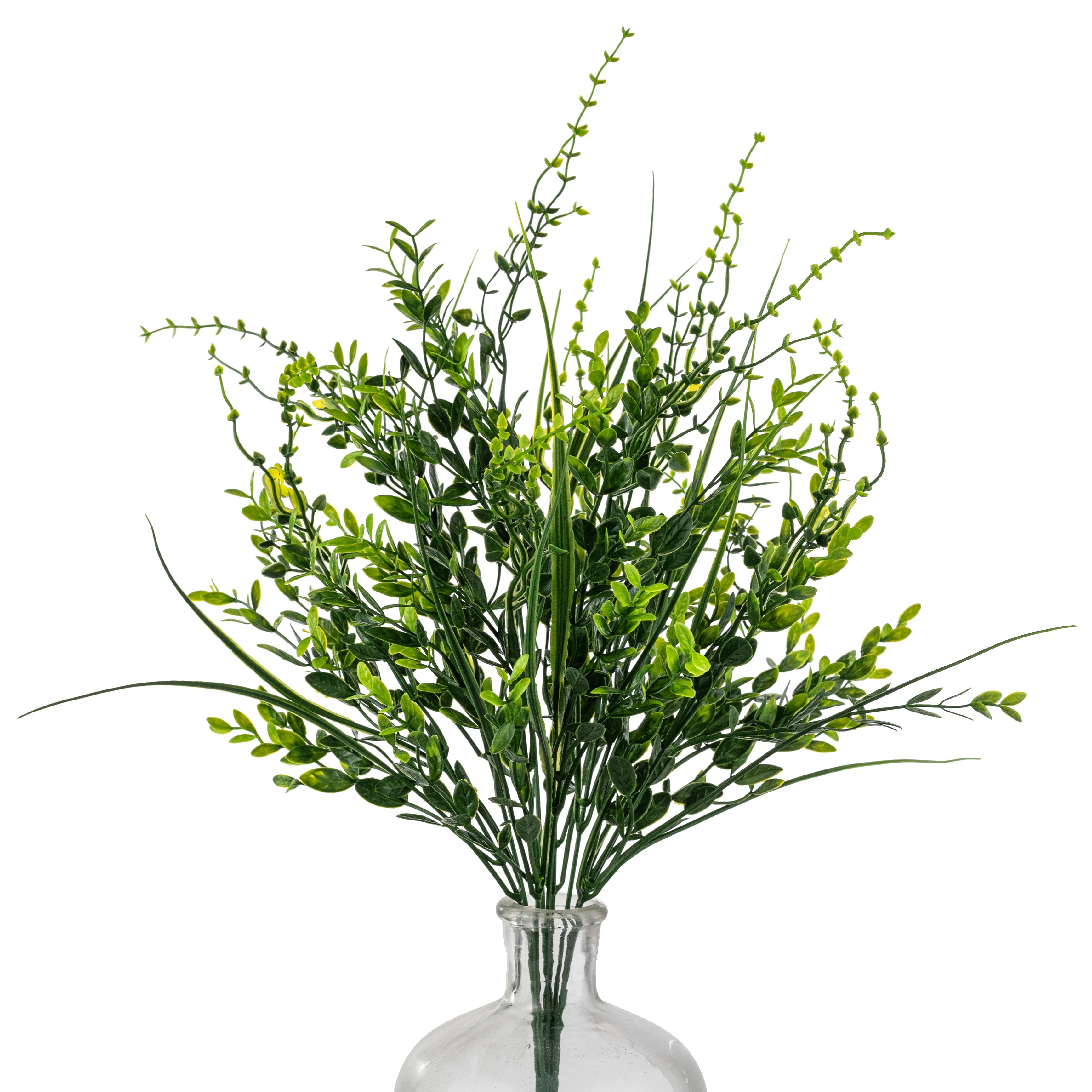 19" Plastic Mixed Leaves Greenery Bush (9 Stem)