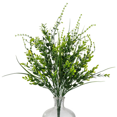 19" Plastic Mixed Leaves Greenery Bush (9 Stem)