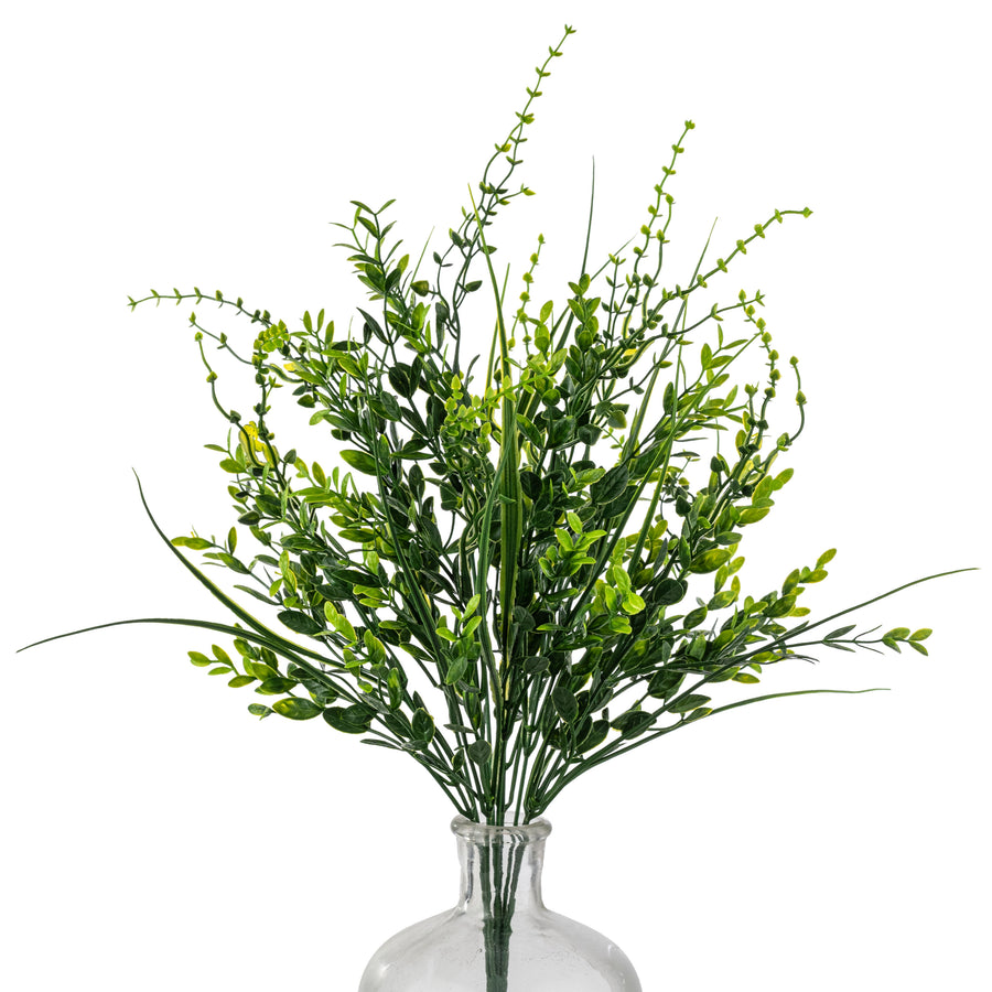19" Plastic Mixed Leaves Greenery Bush (9 Stem)