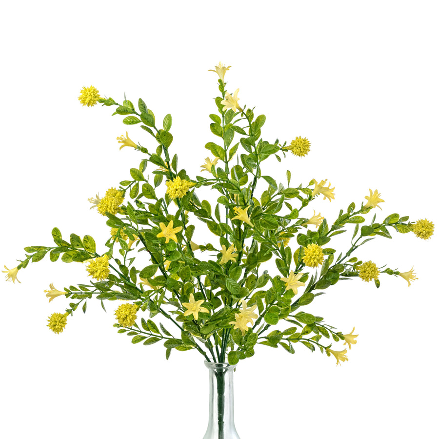 19" Thistle Bush: Yellow (9 Stem)