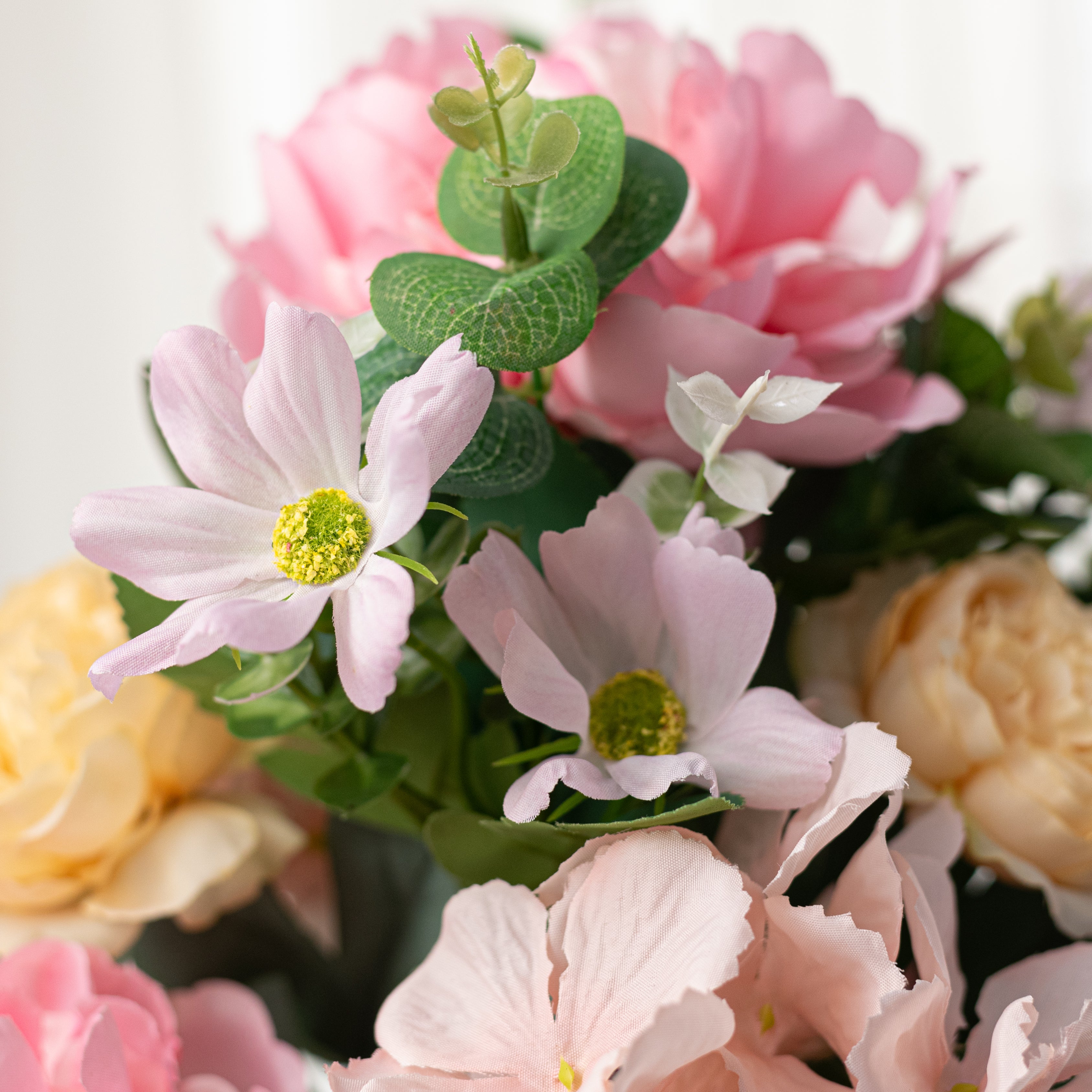 24" Peony, Hydrangea & Eucalyptus Bush: Pink & Cream