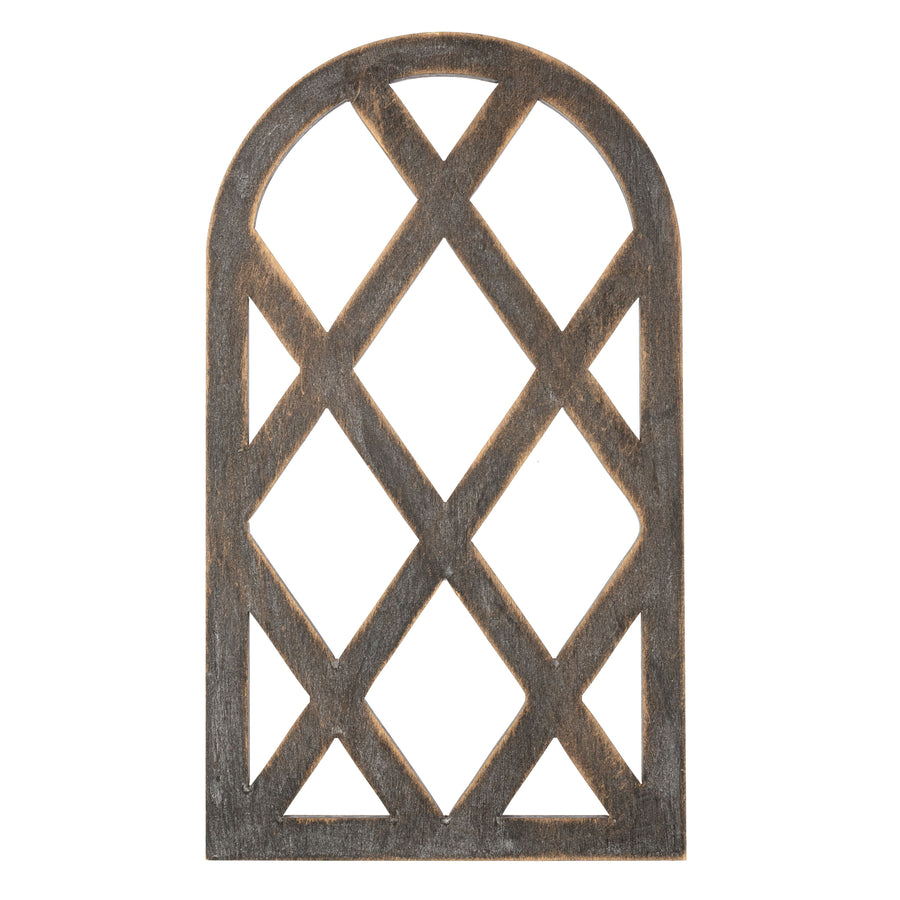 20" Decorative Wood Arched Lattice Window: Antique Brown