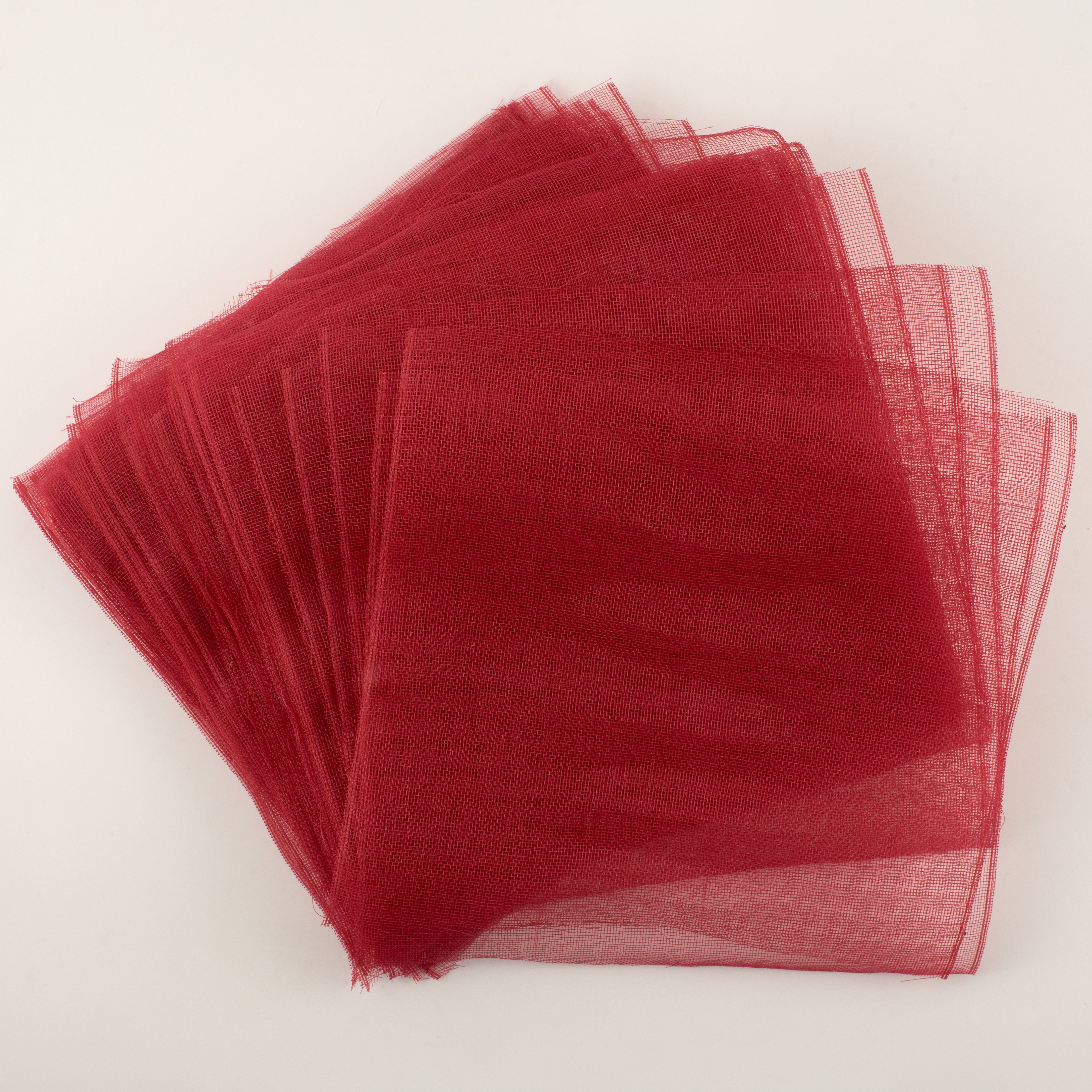 10.5" Square Pre-Cut Fine Weave Deco Mesh Sheets: Red (40)