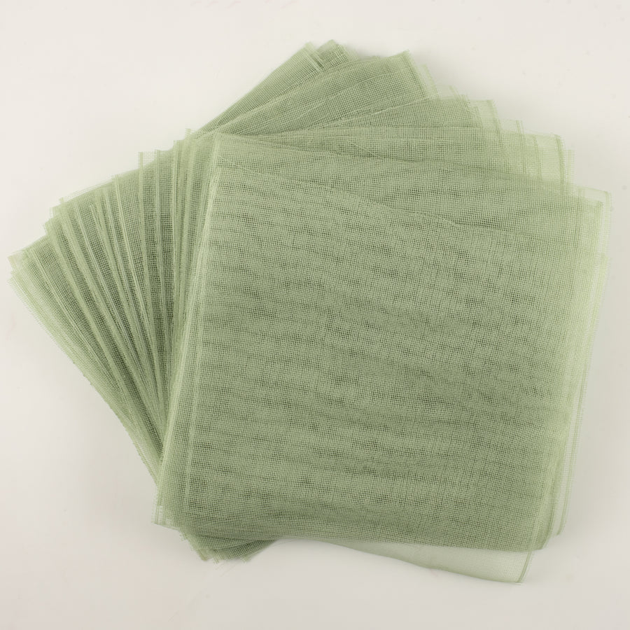 10.5" Square Pre-Cut Fine Weave Deco Mesh Sheets: Sage Green (40)