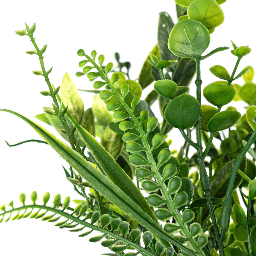 20" Mixed Plastic Button Fern & Greenery Bush (7 Stem)