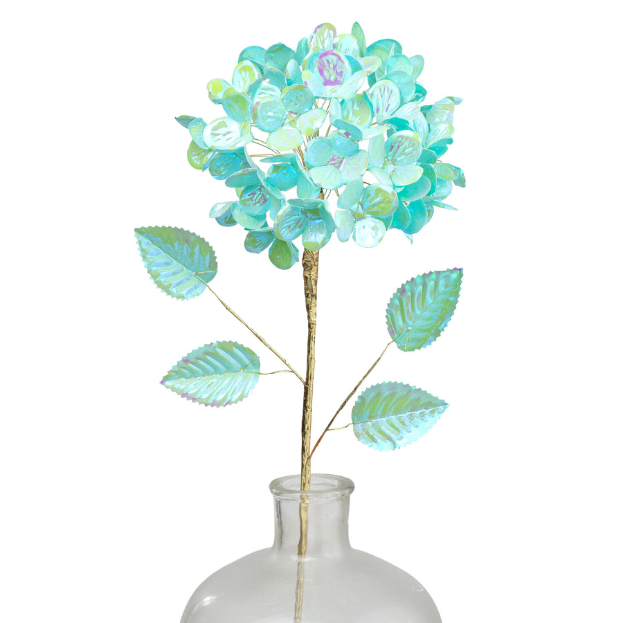 6" x 24" Plastic Hydrangea Stem: Iridescent Mint