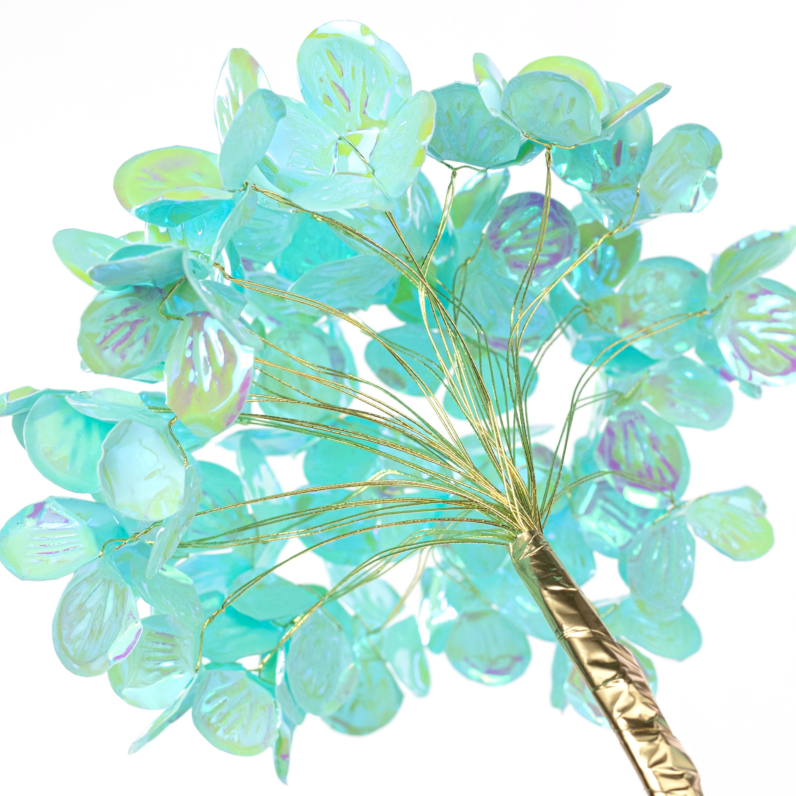6" x 24" Plastic Hydrangea Stem: Iridescent Mint