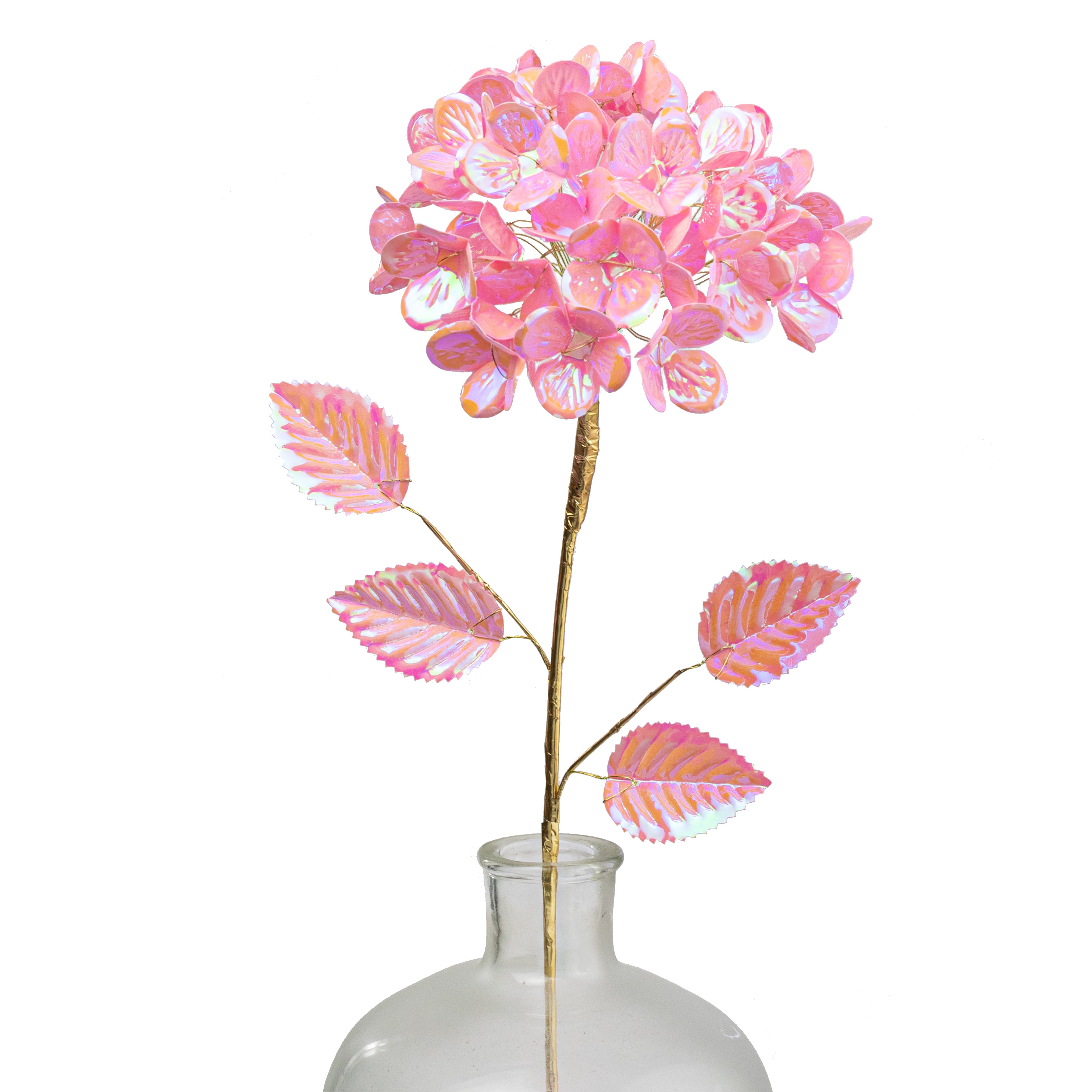 6" x 24" Plastic Hydrangea Stem: Iridescent Pink