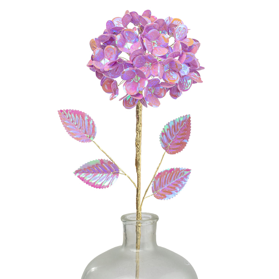 6" x 24" Plastic Hydrangea Stem: Iridescent Lavender