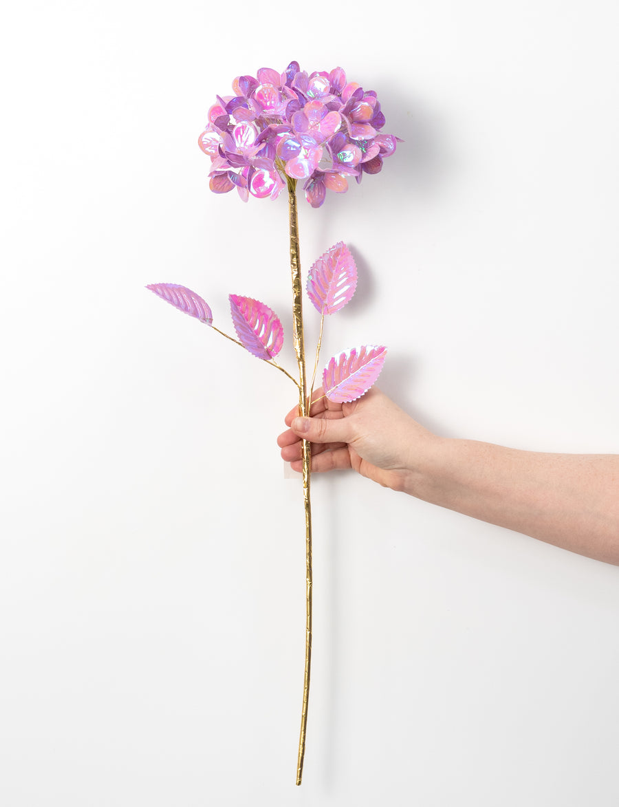 6" x 24" Plastic Hydrangea Stem: Iridescent Lavender