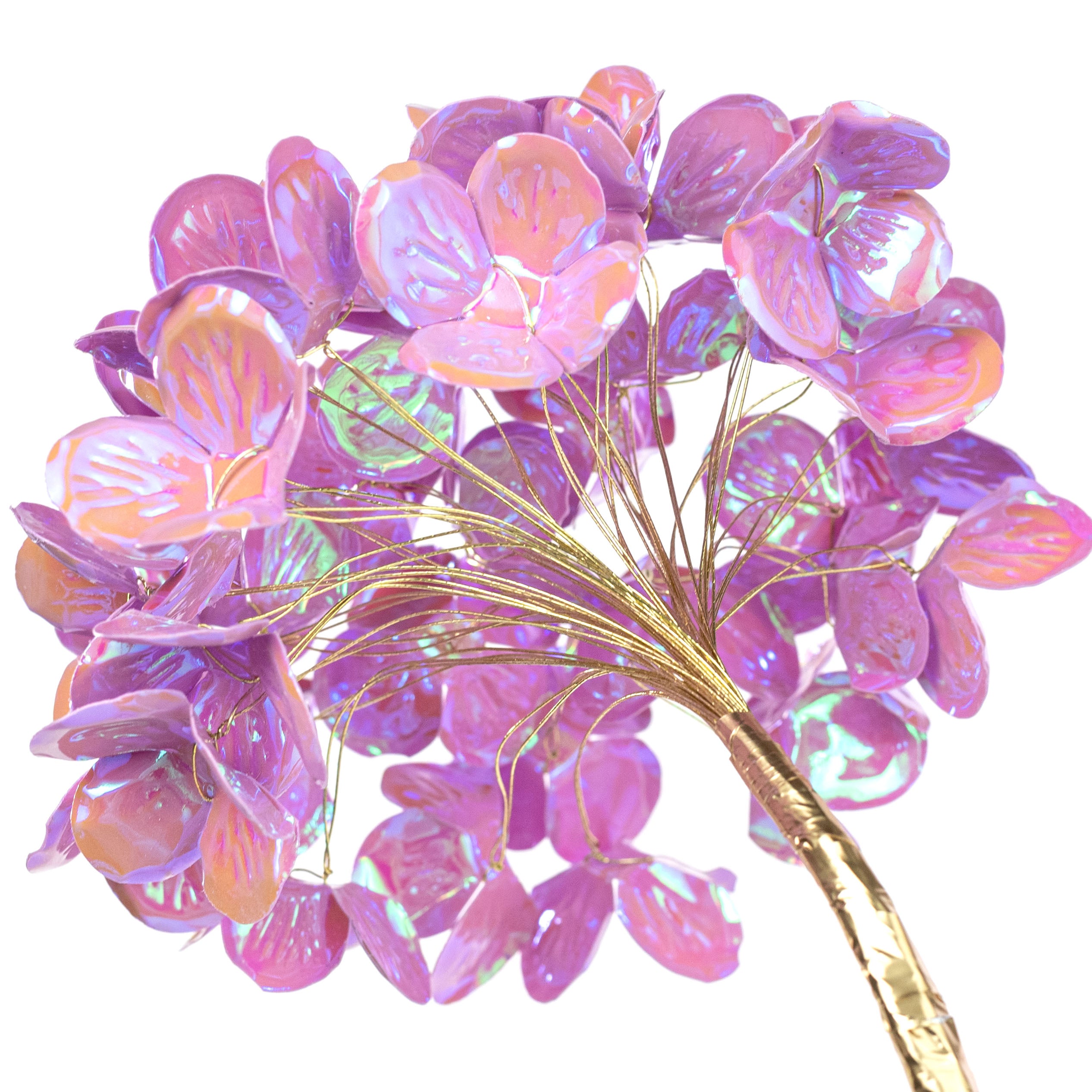 6" x 24" Plastic Hydrangea Stem: Iridescent Lavender