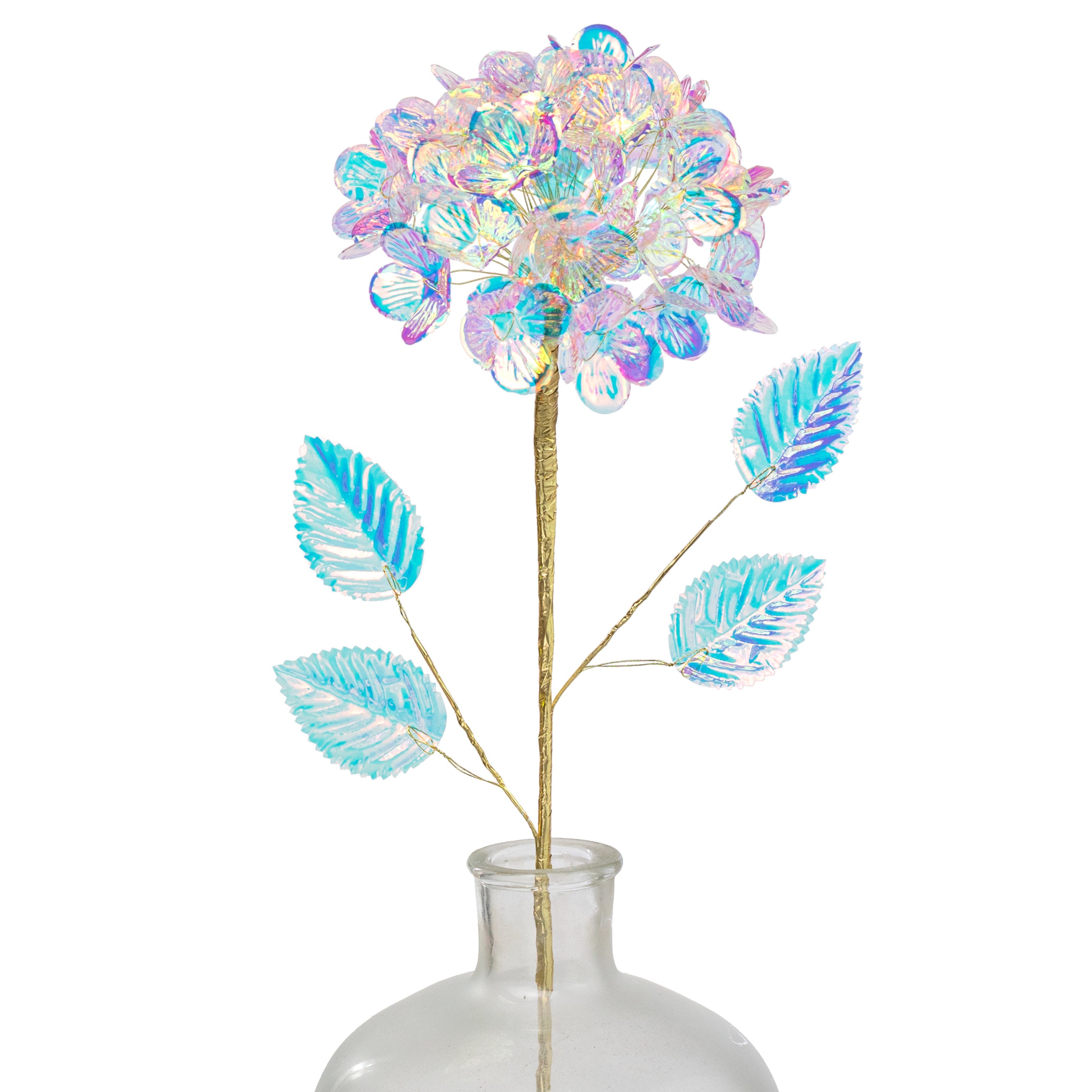 6" x 24" Plastic Hydrangea Stem: Iridescent Clear