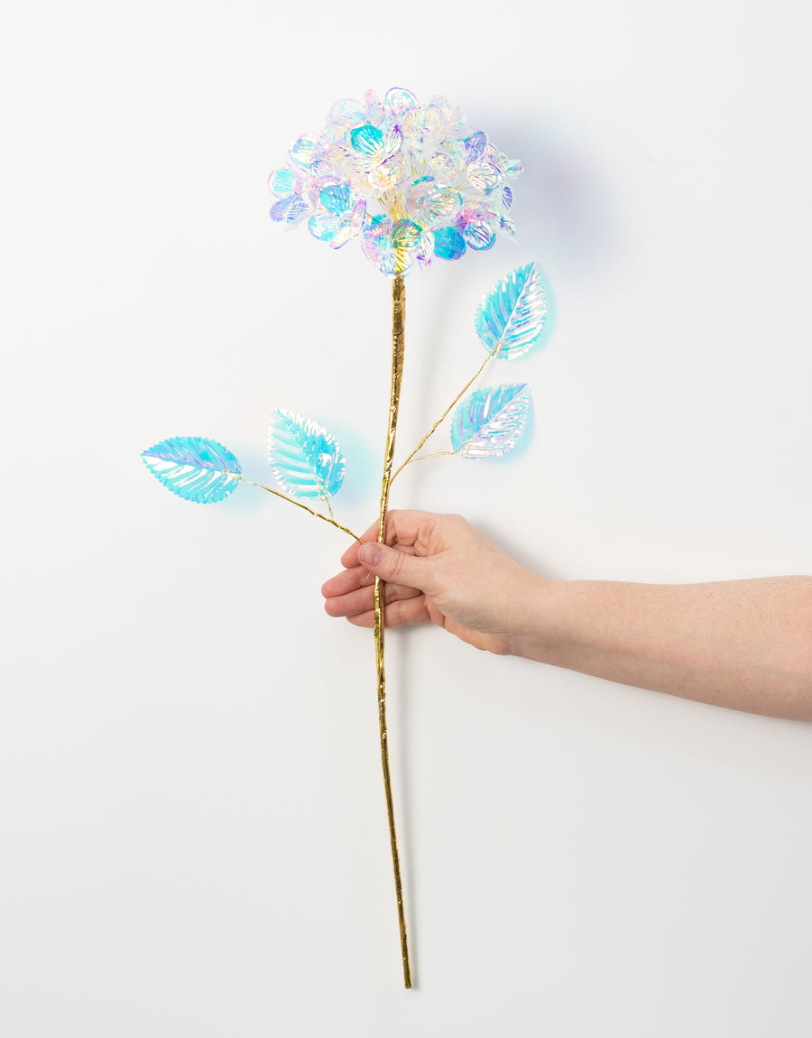 6" x 24" Plastic Hydrangea Stem: Iridescent Clear