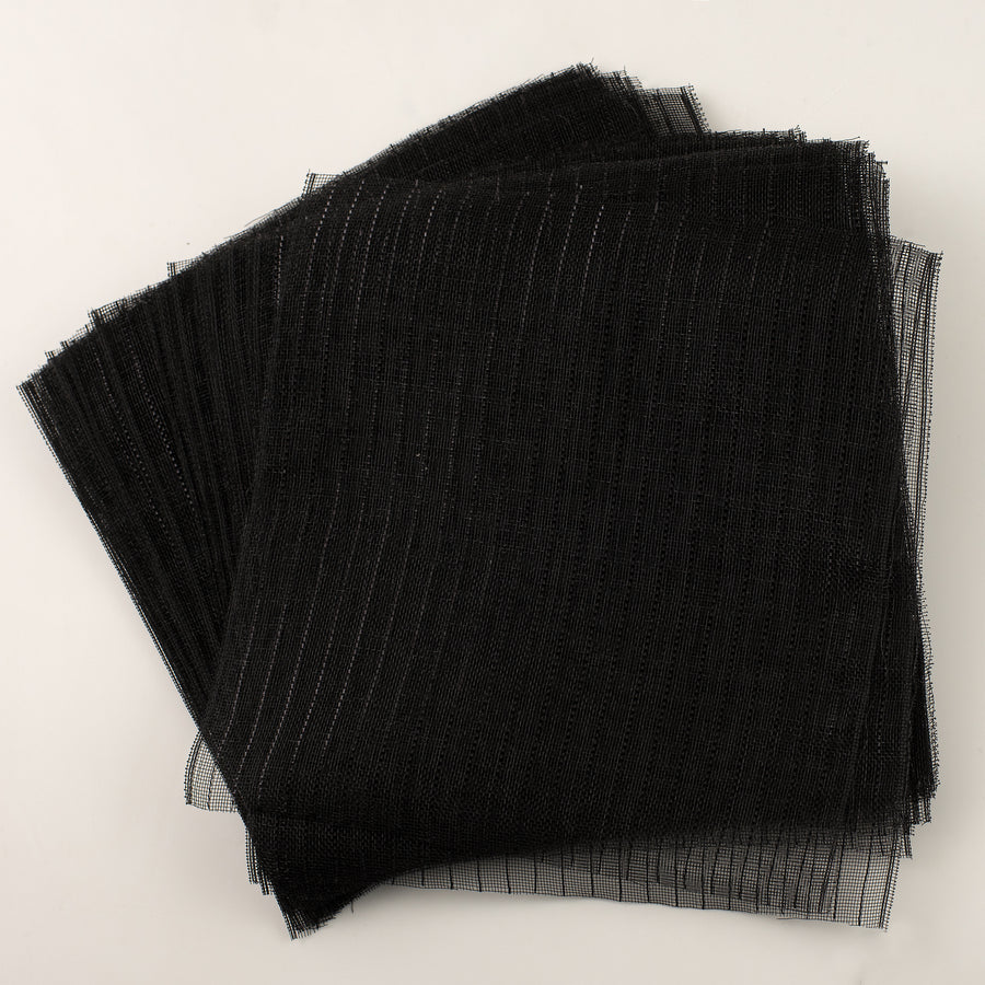10.5" Square Pre-Cut Fine Weave Deco Mesh Sheets: Metallic Black (40)