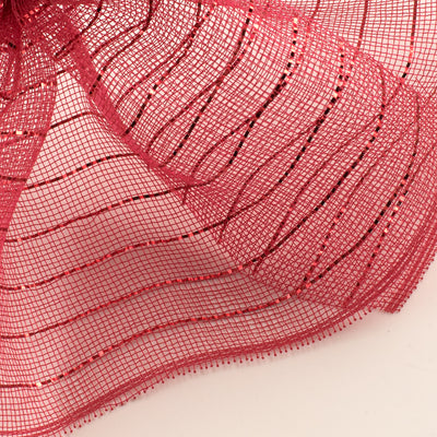 10.5" Square Pre-Cut Fine Weave Deco Mesh Sheets: Metallic Red (40)
