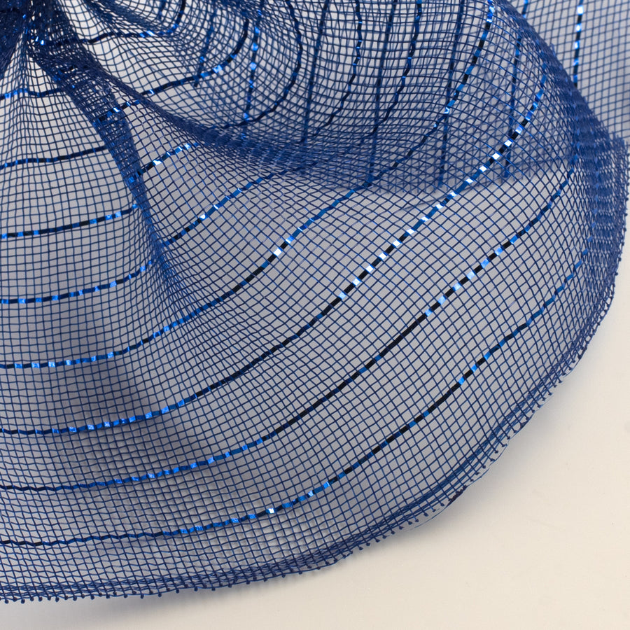 10.5" Square Pre-Cut Fine Weave Deco Mesh Sheets: Metallic Royal & Navy (40)