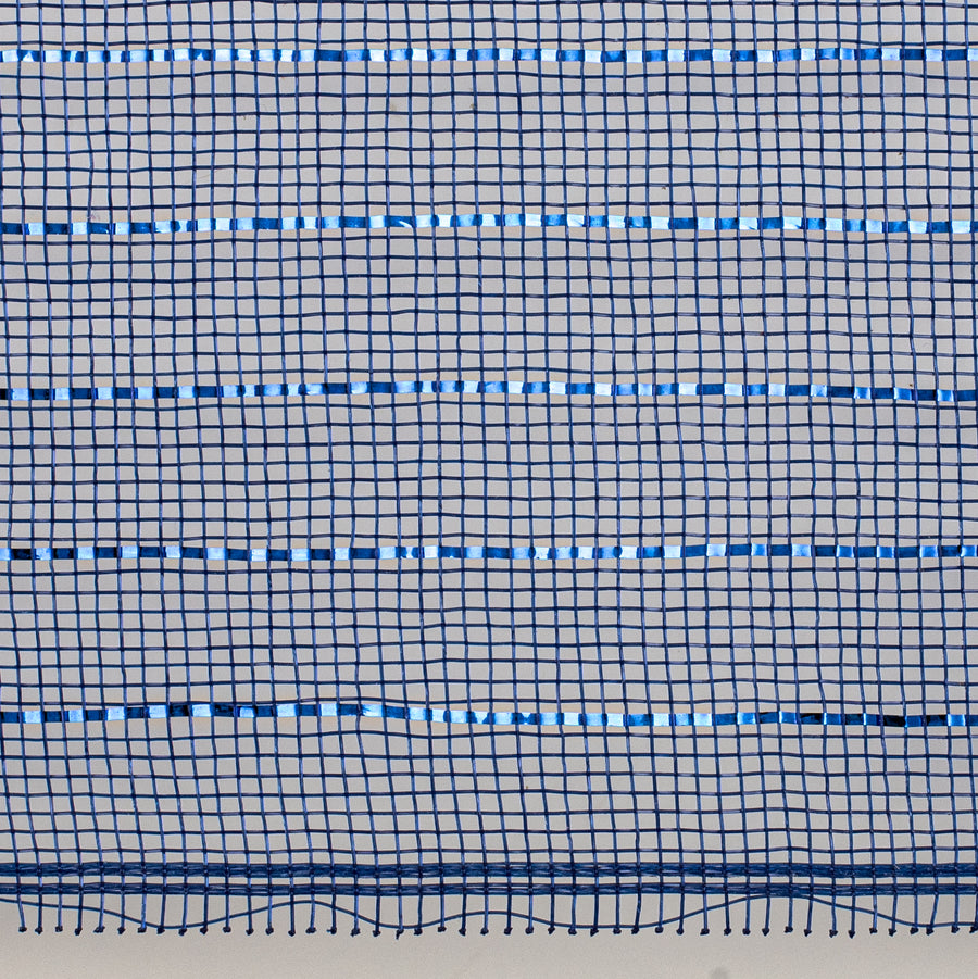 10.5" Square Pre-Cut Fine Weave Deco Mesh Sheets: Metallic Royal & Navy (40)