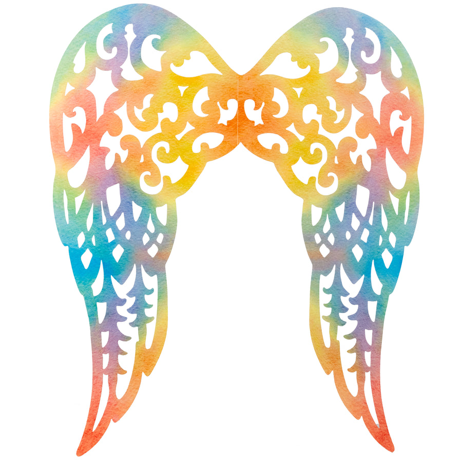 24" Filigree Angel Wings: Pastel Rainbow Ombré