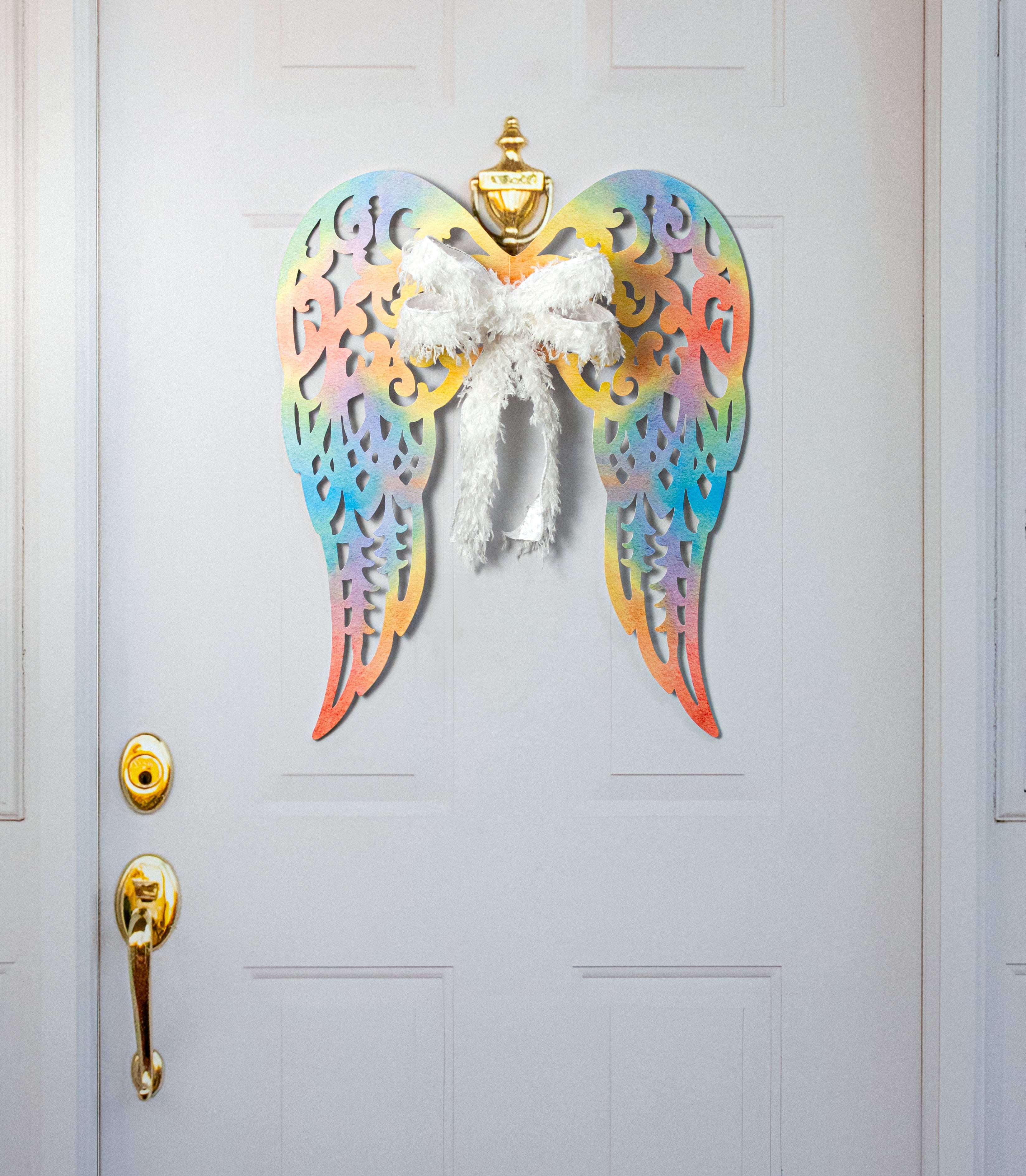 24" Filigree Angel Wings: Pastel Rainbow Ombré