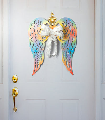 24" Filigree Angel Wings: Pastel Rainbow Ombré