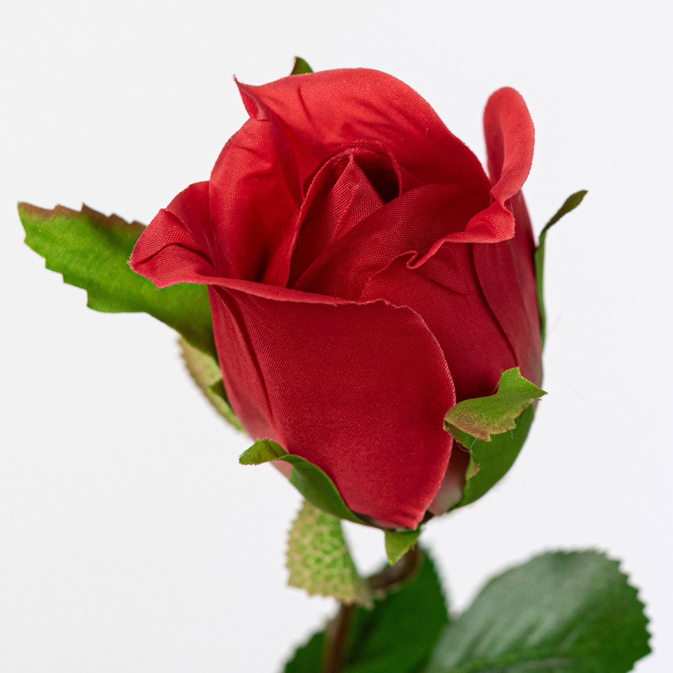 30" Roses Bud, Blooms & Leaves Spray: Red