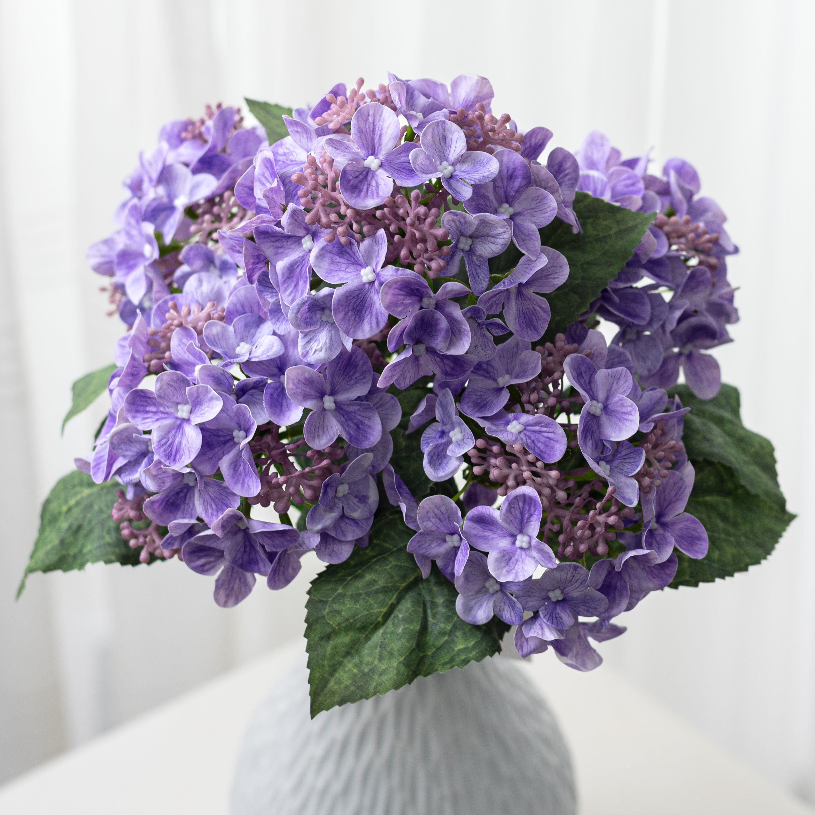 17" Hydrangea Bush: Lavender Purple (5 Stem)