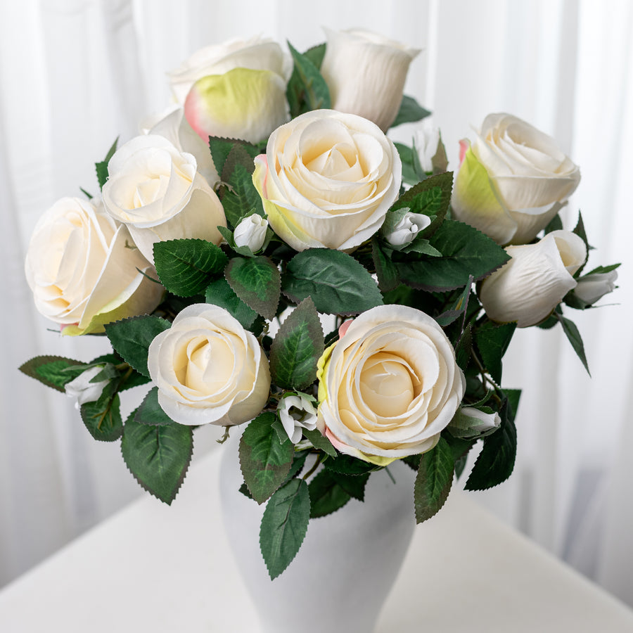 18" Harper Rose Bush: Cream (10 Stem)