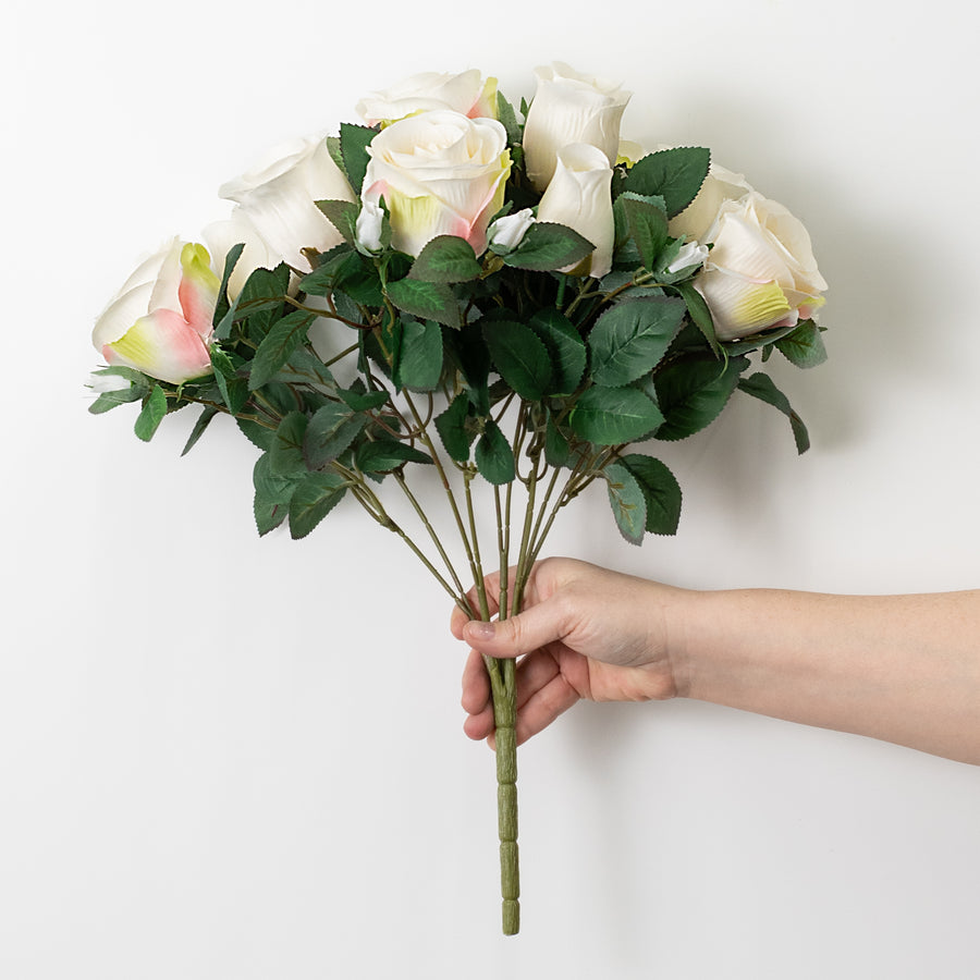 18" Harper Rose Bush: Cream (10 Stem)