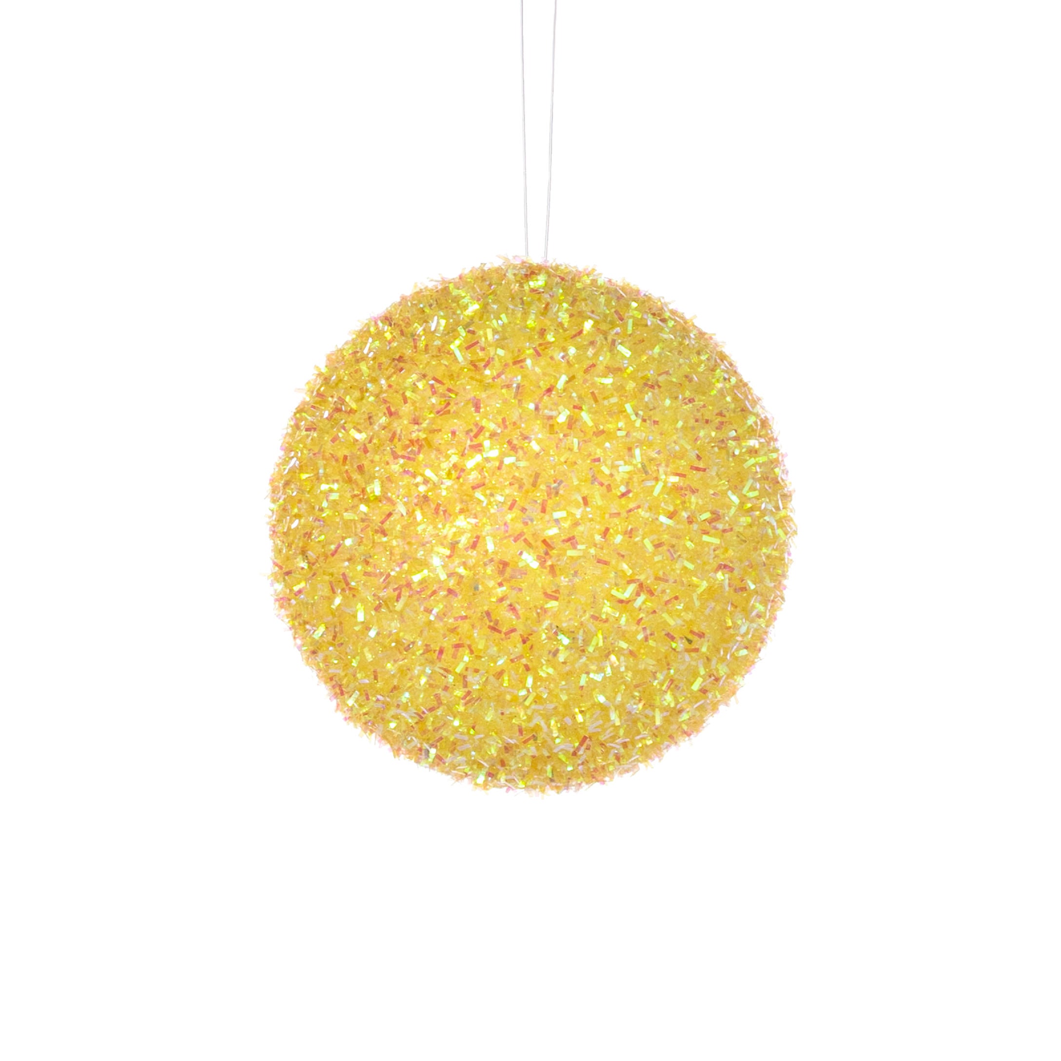4" V-Cut Foil Ball Ornament: Iridescent Yellow
