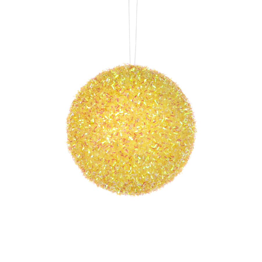 4" V-Cut Foil Ball Ornament: Iridescent Yellow