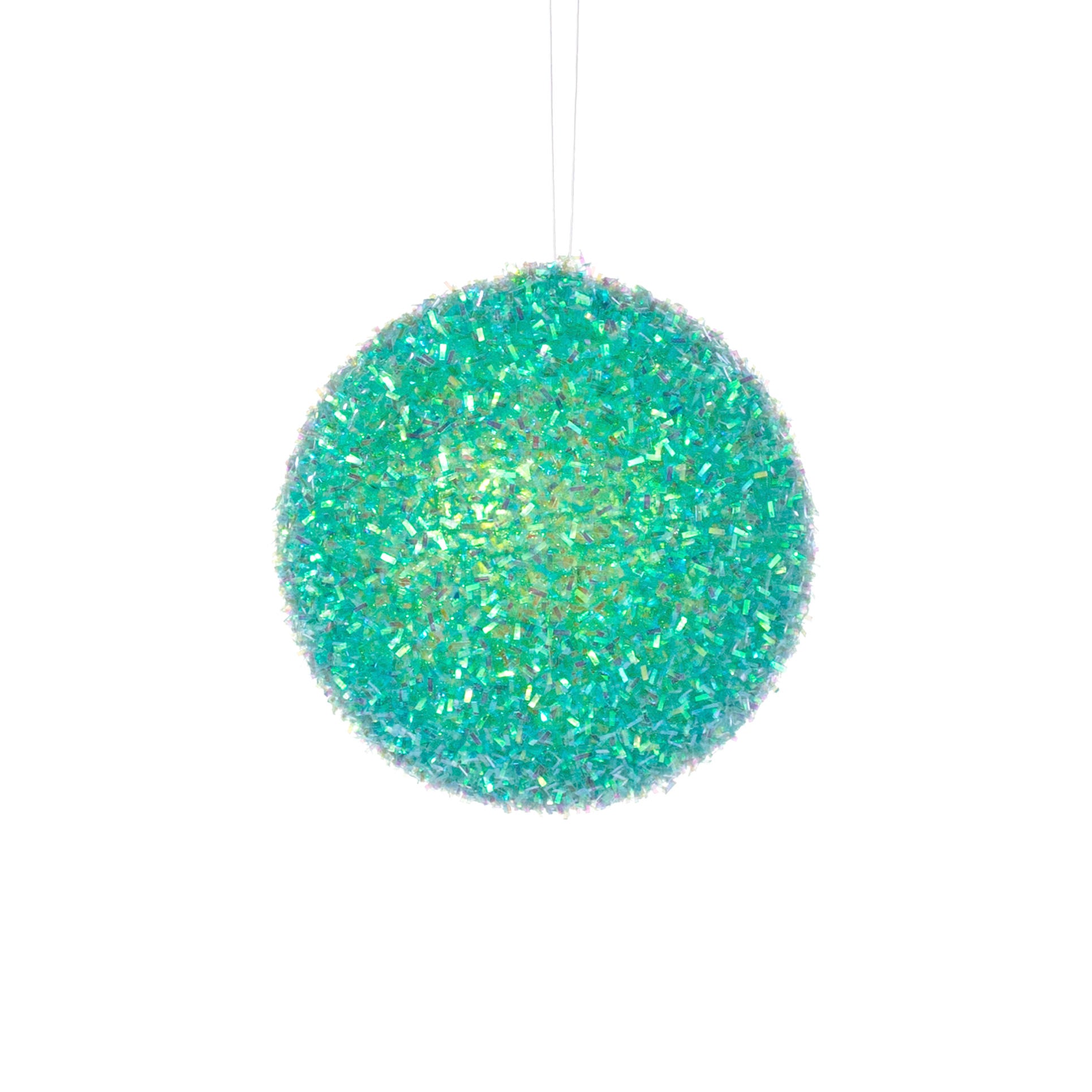 4" V-Cut Foil Ball Ornament: Iridescent Seafoam Green