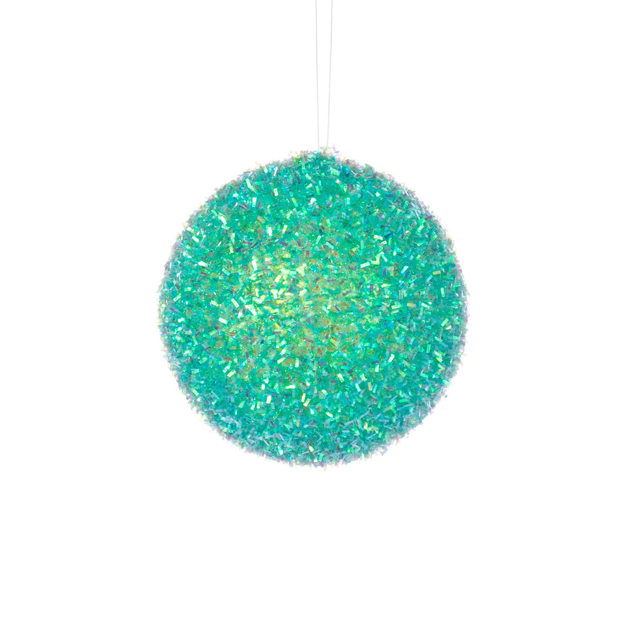 4" V-Cut Foil Ball Ornament: Iridescent Seafoam Green