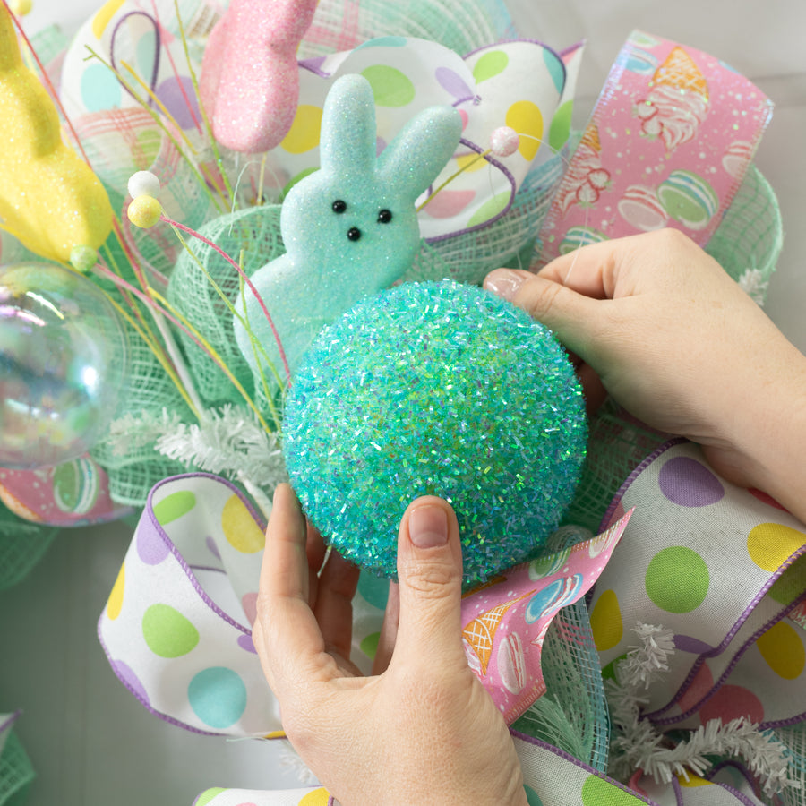 4" V-Cut Foil Ball Ornament: Iridescent Seafoam Green