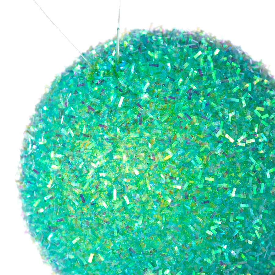 4" V-Cut Foil Ball Ornament: Iridescent Seafoam Green