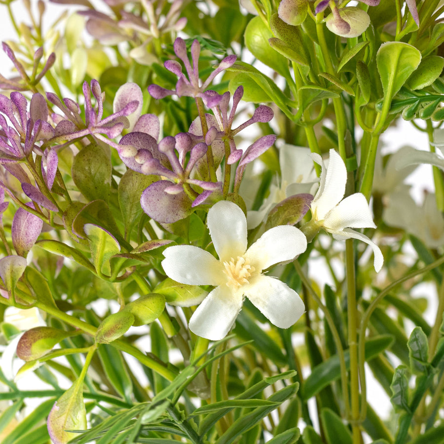 16" Plastic Leaves & Wildflowers Bush: Lavender & Cream