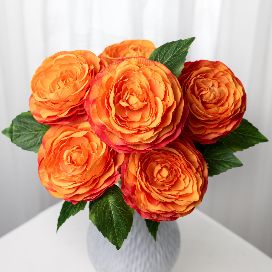 19" Ranunculus Bush: Orange (6 Stem)