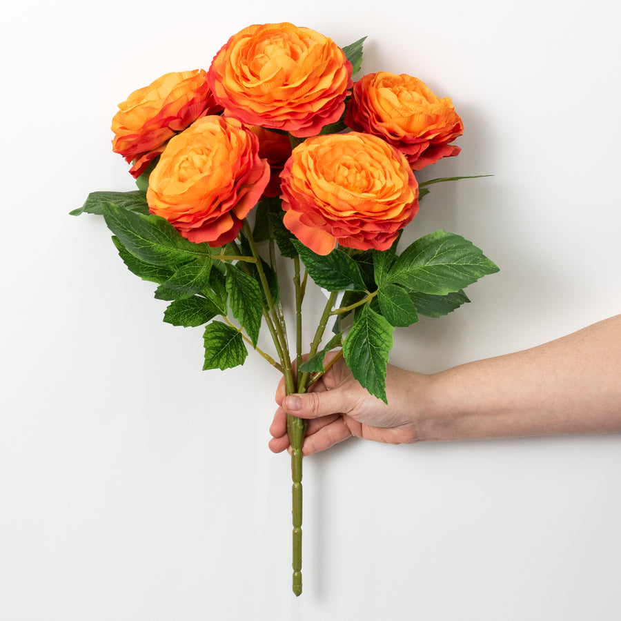 19" Ranunculus Bush: Orange (6 Stem)